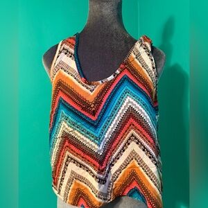 Stoosh Orange Blue Sleeveless Crop Tank Top
